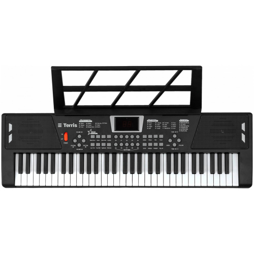 TERRIS TK-200 BK синтезатор, 61 мини клавиша, микрофон, цвет черный