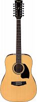 IBANEZ PF1512-NT 12-струнная акустическая гитара, цвет натуральный, топ ель, махогани обечайка и задняя дека, хромовые литые колки