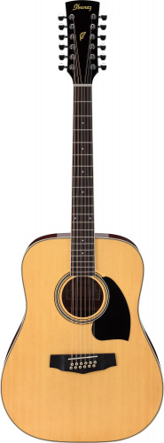 IBANEZ PF1512-NT 12-струнная акустическая гитара, цвет натуральный, топ ель, махогани обечайка и задняя дека, хромовые литые колки