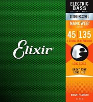 Elixir 14782 NanoWeb струны для 5-струнной бас-гитары Medium 45-135, сталь