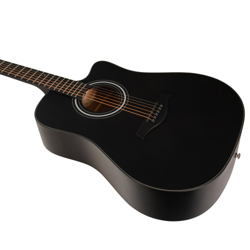 ROCKDALE Aurora D5 C BK Satin акустическая гитара, дредноут с вырезом, цвет черный, сатиновое покрытие фото 3