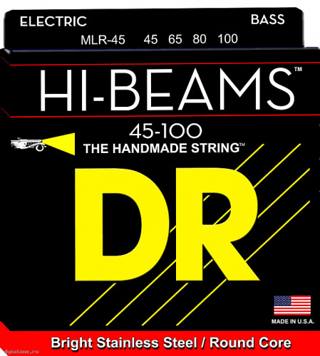 DR MLR-45 серия Hi-Beam для бас-гитары, нержавеющая сталь, Light to Medium (45-100)