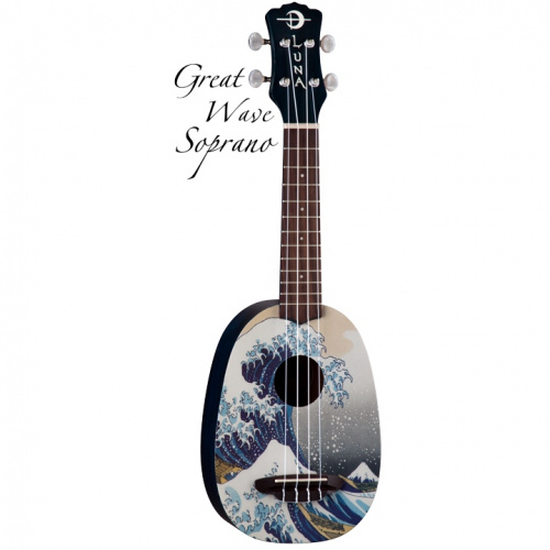 Luna UKE GWS укулеле, сопрано, чехол в комплекте,рисунок Большая волна художника Хокусай на деке