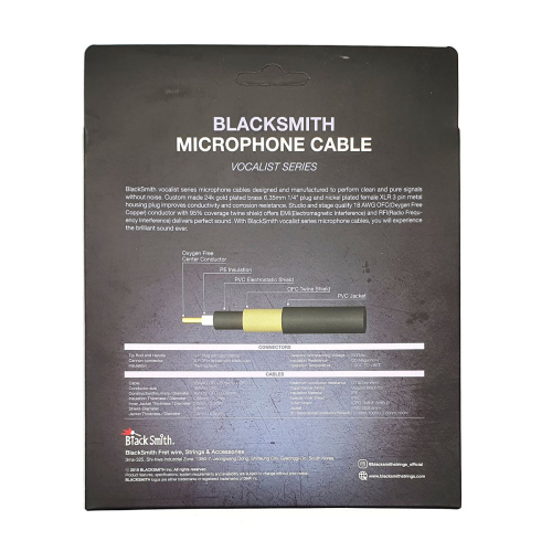 BlackSmith Microphone Cable Vocalist Series 19.7ft VS-STFXLR6 микр кабель, 6 м, прям Jack + XLR мам фото 7