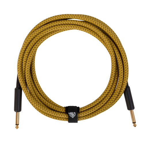 ROCKDALE Wild EY3 инструментальный (гитарный) кабель, материал твид, цвет желтый, металлические разъемы mono jack - mono jack, 3 фото 3