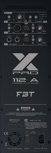 FBT X-PRO 112A активная двухполосная би-амп акустическая система, НЧ 1200 Вт+ВЧ 300 Вт, DSP фото 3