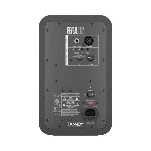 Tannoy REVEAL 502 активный монитор ближнего поля. 75Вт 5"(130мм) НЧ/СЧ драйвер и 1"(25мм) soft dome твитер. SPL 108дБ (макс.) Частотный диапазон 49Hz  фото 2