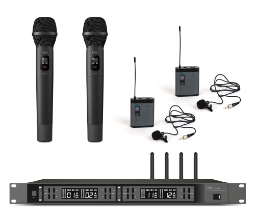 FBW A4-22MIX четырёхканальная радиосистема, A140R+2xA100BT+2x100HT, 512-562МГц, FM-модуляция, 2/10/30мВт, 3 уровня Squelch, индикация батареи, 50Гц-15