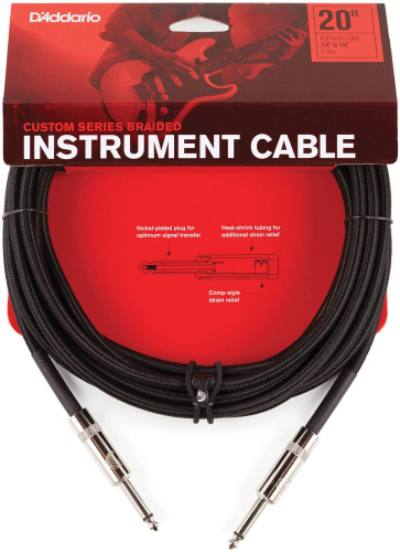 PLANET WAVES PW-BG-20BK кабель инструментальный, джек-джек, 6,10 м. черный фото 2