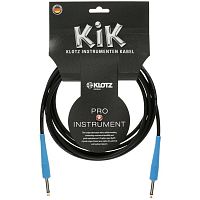 KLOTZ KIKC3.0PP2 готовый инструментальный кабель, чёрн., прямые разъёмы KLOTZ Mono Jack (голубого цвета), дл. 3м
