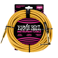 Ernie Ball 6070 кабель инструментальный, прямой / угловой джеки, длина 7.62 метра, цвет золотой
