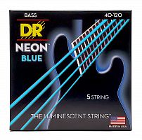 DR NBB5-40 HI-DEF NEON струны для 5-струнной бас гитары с люминесцентным покрытием синие 40