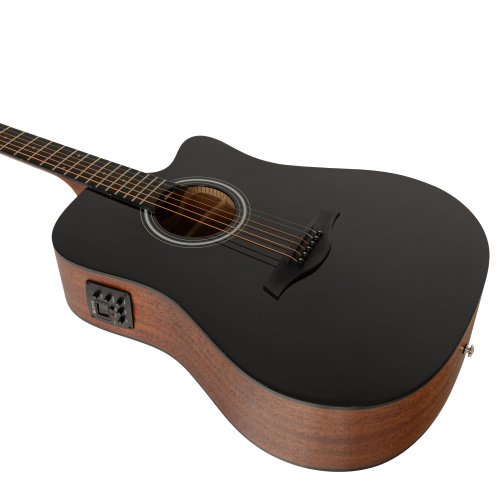 ROCKDALE Aurora D3-E Gloss C BK электроакустическая гитара дредноут с вырезом, цвет черный, глянцевое покрытие фото 3