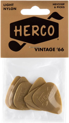 DUNLOP HERCO HEV-210 VINTAGE '66 LT GOLD Nylon медиатор серия Винтаж средний золотой фото 2