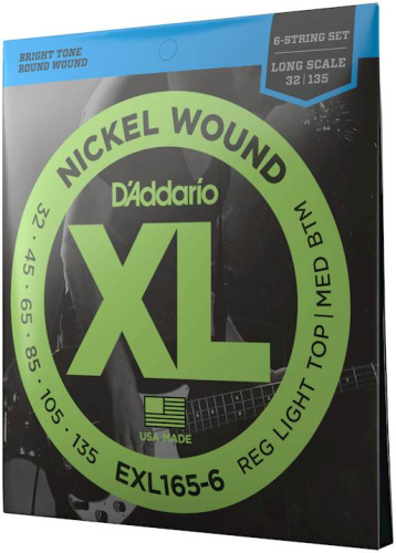 D'Addario EXL165-6 Струны 6-струнной бас-гитары, Long, 032-135.