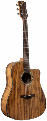 FLIGHT D-155C TEAK NA акустическая гитара с вырезом, в.дека-тик, корпус-тик, цвет натур фото 2