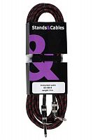STANDS & CABLES GC-056-5 кабель в тканевой оплетке инструментальный Jack-Jack угловой, 5 м.
