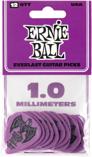 Ernie Ball 9193 делриновый нескользящий медиатор Everlast, 1,0 мм, фиолетовый, упаковка 12 шт. фото 2