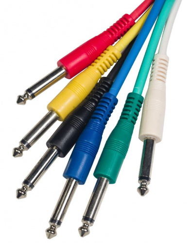 ROCKDALE IC016-20CM комплект из 6 шт патч-кабелей с разъёмами mono jack (TS) M, длина 20 см, 6 цветов фото 2