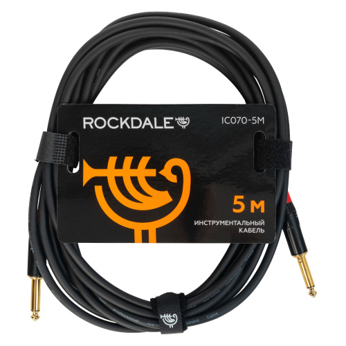 ROCKDALE IC070-5M инструментальный кабель, позолоченные металлические разъемы mono jack, цвет черный, 5 метров