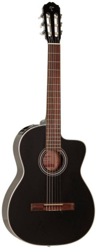 TAKAMINE G-SERIES CLASSICAL GC1-BLK классическая гитара, цвет черный, нижняя дека и обечайка махогани, верхняя дека ель, гриф махогани, накладка грифа