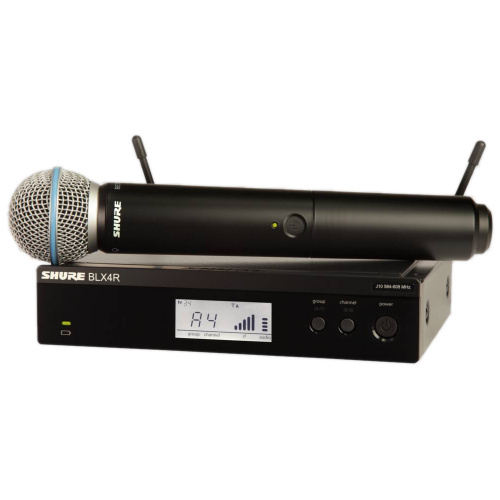 SHURE BLX24RE/B58 K3E 606-636 MHz радиосистема вокальная с капсюлем микрофона BETA 58. Кронштейны для крепления в рэк