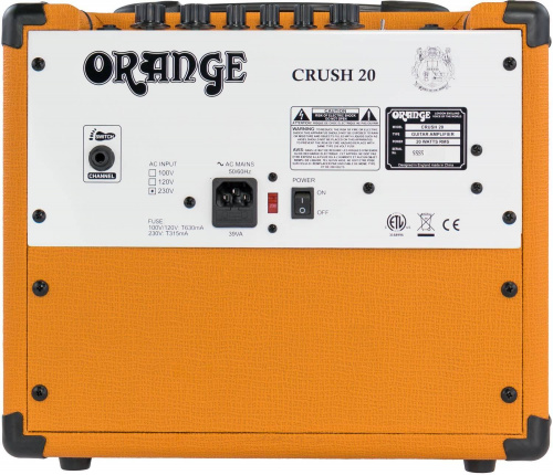 ORANGE CRUSH 20 гитарный комбо усилитель, 1x8", 20 Вт, 2 канала, 3-полосный эквалайзер, линейный вхо фото 5