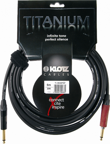 KLOTZ TI-0600PSP готовый инструментальный кабель 6м, серия TITANIUM, джек моно Neutrik - джек моно Neutrik "silent", контакты позолочены, цвет черный 