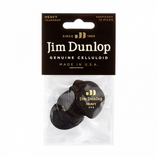Dunlop Celluloid Black Teardrop Heavy 485P03HV 12Pack медиаторы, жесткие, 12 шт. фото 3
