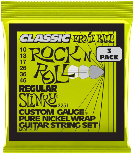 ERNIE BALL 3251 набор из 3х комплектов для эл. гитары Regular Slinky Classic RnR Pure (10-46)