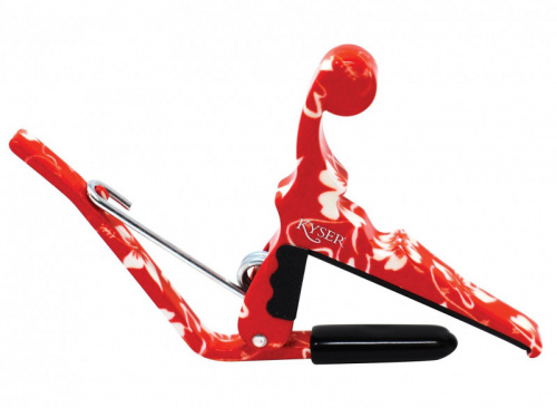 KYSER KURHA каподастр для укулеле, цвет красный с рисунком гибискуса