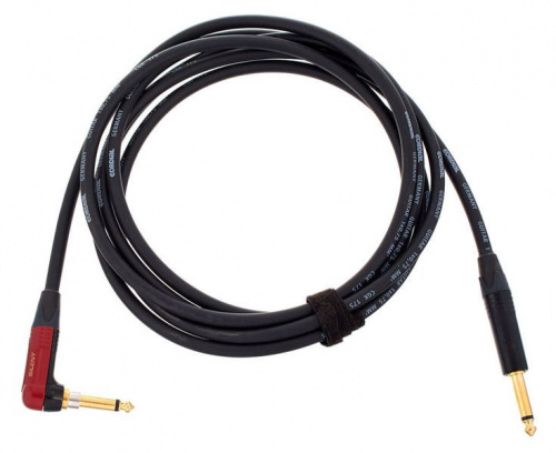 Cordial CSI 3 RP-SILENT инструментальный кабель угловой моно-джек 6,3 мм/моно-джек 6,3 мм, разъемы Neutrik, 3,0 м, черный