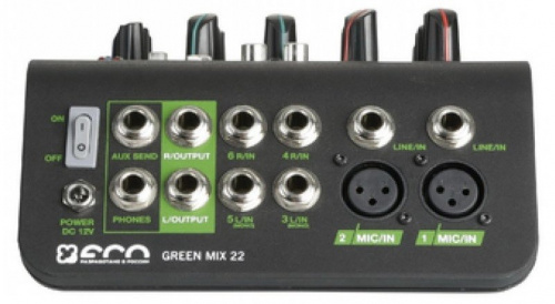 Eco Green Mix 22 миниатюрный микшерный пульт со встроенным аудиоинтерфейсом фото 3