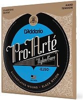 D'Addario EJ50 струны для классической. гитары, серебро, черный нейлон, натяжение-сильное