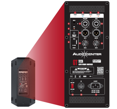 Audiocenter GT508A активная FOH мониторная ак. система, 8" НЧ динамик, SPL 125 дБ фото 2
