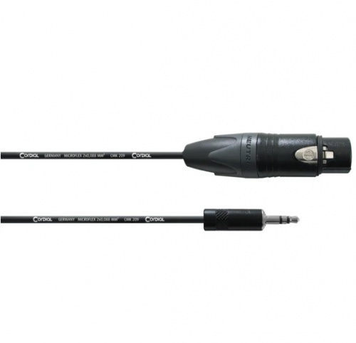 Cordial CPM 1,5 FW-UNB микрофонный кабель XLR female/мини-джек стерео 3,5 мм, разъемы Neutrik, 1,5 м, черный