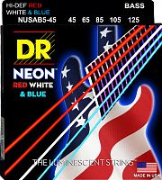 DR NUSAB5-45 HI-DEF NEON струны для 5-струнной бас гитары с люминесцентным покрытием в палитре