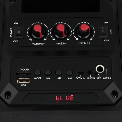 RITMIX SP-850B black 24 Вт, 6,5" + 6,5", Bluetooth 4.2, 50 Гц -18 КГц, FM-радио, RGB-подсветка, AUX, USB, microSD (до 32 Гб, MP3), дисплей: LED, до 6  фото 8
