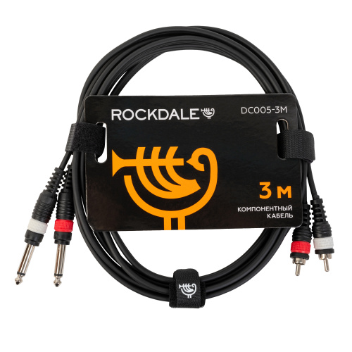 ROCKDALE DC005-3M компонентный кабель, 3 метра, разъемы 2 Mono Jack Male - 2 RCA Male (тюльпаны)