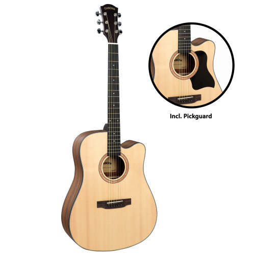CASCHA CGA300 Performer Series акустическая гитара, топ массив ели, корпус орех, цвет натуральный, чехол в комплекте фото 3
