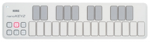 KORG NANOKEY2-WH портативный USB-MIDI-контроллер, 25 чувствительных к нажатию клавиш, кнопки изменения высоты тона, модуляции, сустейна и транспониров