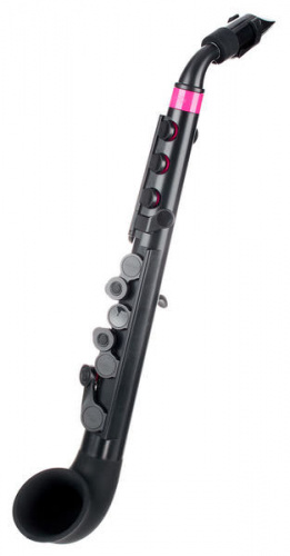 NUVO jSax (Black/Pink) саксофон, строй С (до) (диапазон полторы октавы), материал АБС-пластик цвет чёрный/розовый, в комплекте кейс, таблица аппликату