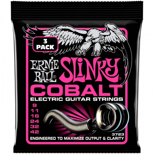 ERNIE BALL 3723 набор из 3х комплектов для эл. гитары Super Slinky Cobalt (9-42)