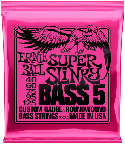Ernie Ball 2824 струны для 5-струнной бас-гитары Nickel Wound Bass Super Slinky 5 (40-60-75-95-125)