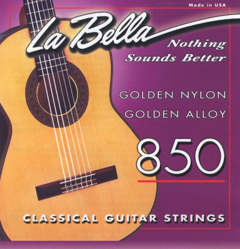 La Bella 850 Струны для классической гитары "Elite", жёлтый нейлон, 3,4,5,6 бронзовая обмоткой