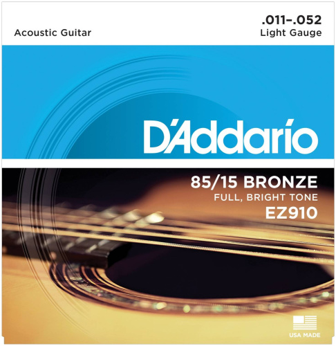D'Addario EZ910 струны для акуст. гитары, бронза 85/15, Light 11-52