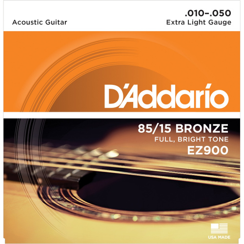 D'Addario EZ900 струны для акустической гитары, бронза 85/15, Extra Light 10-50
