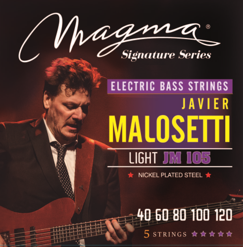 Magma Strings JM105 Струны для 5-струнной бас-гитары Low B Javier Malosetti 40-120, Серия: Signature, Калибр: 40-60-80-100-120, Обмотка: никелированна