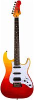JET JS-600 TRS электрогитара, Stratocaster, корпус кр.дерево/топ клен, HSS, tremolo, цвет TRS