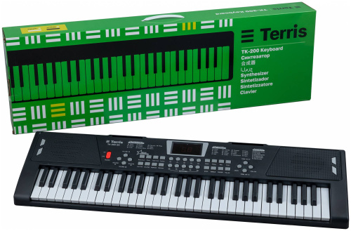 TERRIS TK-200 BK синтезатор, 61 мини клавиша, микрофон, цвет черный фото 10
